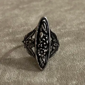 실버 꽃 오벌 반지 G&S 7호 핑키 블랙