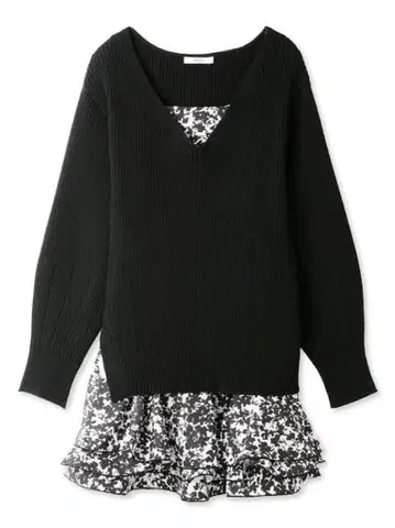 스나이델 디자인 프릴 레이어드 니트 원피스