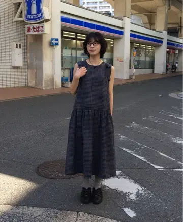 nugu 체크 롱 원피스