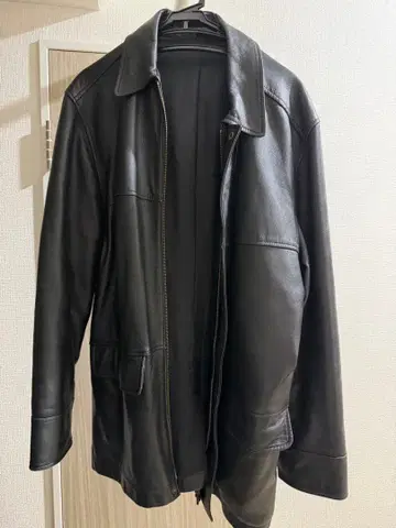 MARKS & SPENCER 블랙 가죽 롱 자켓