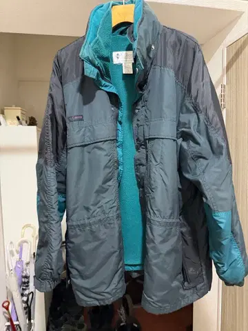 3WAY 나일론 자켓 다크 그레이/터콰이즈