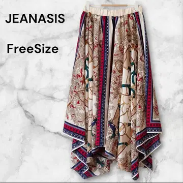 JEANASIS 지나시스 스카프 패턴 비대칭 롱 스커트