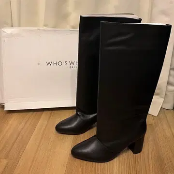 미사용 새상품 후즈후 갤러리 와이드 롱 부츠 블랙 M 사이즈