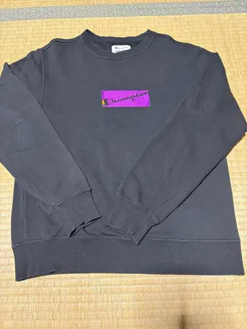 Champion 블랙 퍼플 맨투맨 L