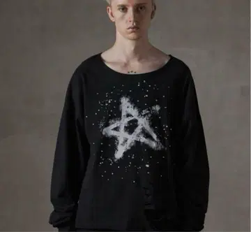 GRANCY 큐빅 디자인 그래픽 데미지 롱 T L 사이즈