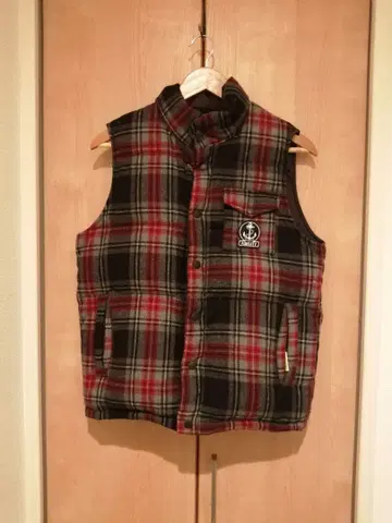 FIDELITY 피델리티 체크 무늬 리버서블 다운 베스트 M