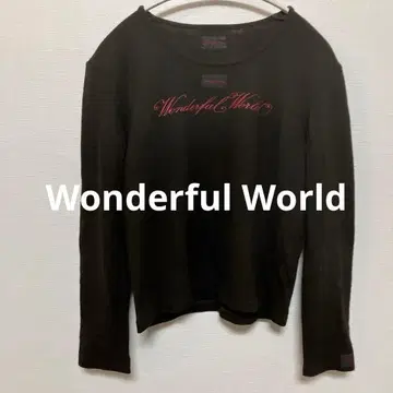 Wonderful World 자수 블랙 긴팔 상의