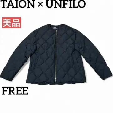 TAION x UNFILO 앙피로 퀼팅 다운 숏 기장 블루종