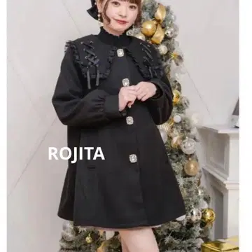 ROJITA 세일러 레이스업 코트 블랙
