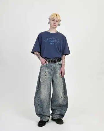 L2079 L 사이즈 캐주얼 데미지 벌룬 데님