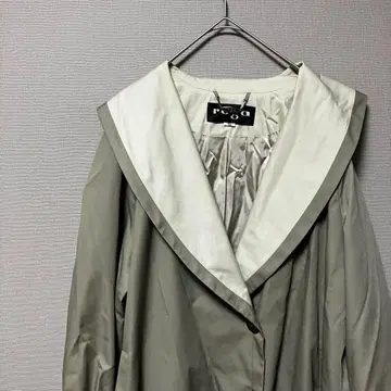 raga 빅 칼라 코트(M) 카키 무지 얇은 소재 볼륨 슬리브 루즈핏