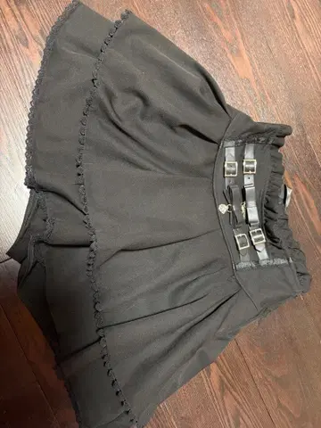 LIZLISA풍 2단 리본 벨트 치마바지 블랙