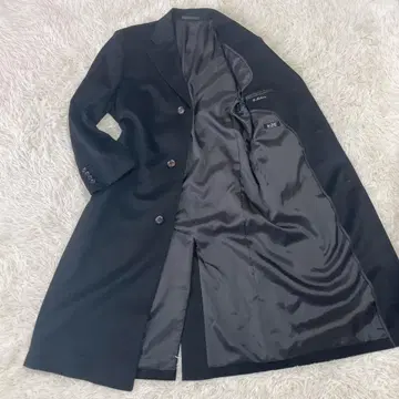 르 시크 캐시미어 100% 롱 코트 체스터 코트 블랙 M