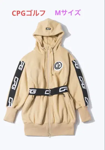 CPG 골프 베이지 플리스 점퍼 후드 부착 속기모