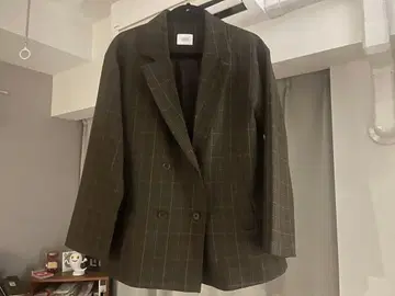 LOVRYS FARM 체크 무늬 더블 브레스트 자켓