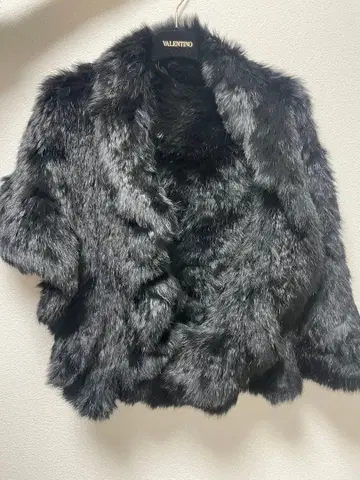 Andy 퍼 숄 퍼 볼레로 퍼 케이프 블랙