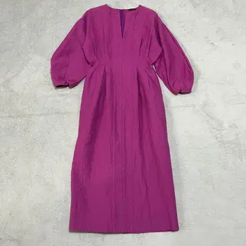 베르메이유 페예나 허리 쉐이프 원피스 퍼프 슬리브 보라색