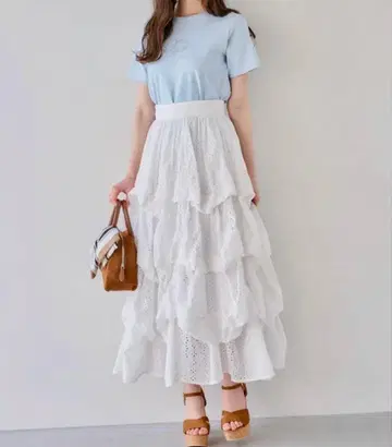 dazzlin 코튼 레이스 벌룬 턱 스커트