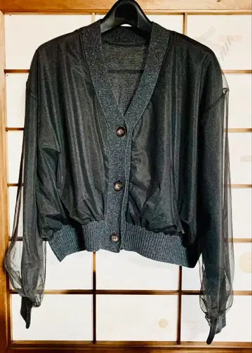 다크 그레이 시스루 가디건