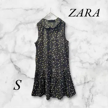 자라 무릎 기장 원피스 도트 무늬 앞 버튼 안감 포함 U넥 오피스 캐주얼