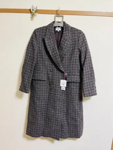 새상품 INES DE LA FRESSANGE 체크 무늬 롱 코트 XL