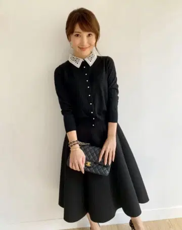 레이스 칼라 펄 버튼 니트 가디건 Liala x PG