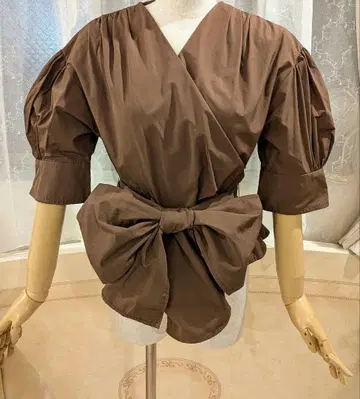 셀퓨어드 상의 페플럼 리본 탈부착 가능 브라운