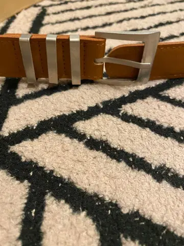 브라운 가죽 벨트 실버 버클