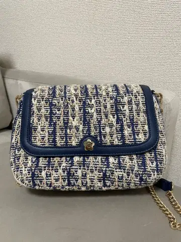 마리콴트 트위드 숄더백 네이비 MARY QUANT