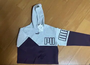 PUMA 후드 부착 후드티 그레이/퍼플