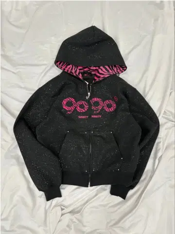 9090 girl OG Logo Glitter Zip Hoodie