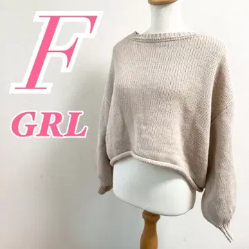 GRL 그레일 베이지 긴팔 니트 스웨터 F 백리본 아크릴