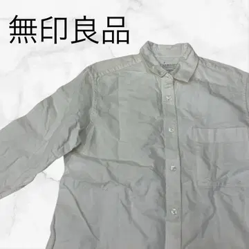 [ 무인양품 ] 상의 셔츠 블라우스 긴팔 화이트 심플 무지 코튼 소재