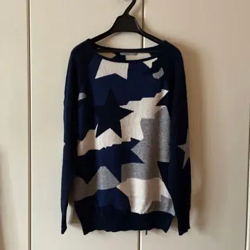 별 패턴 니트 스웨터 긴팔 DAMA 캐시미어