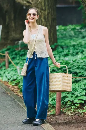 [ 시착만 한 상품 ] 지유 GU 데님 맨투맨 배럴 레그 팬츠