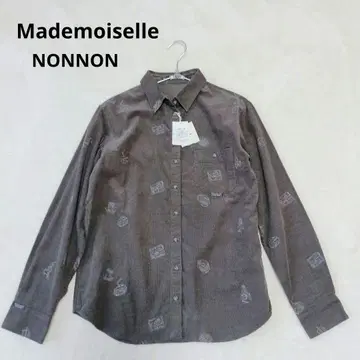 새상품 마드모아젤 논논 코듀로이 셔츠 40 L 자수 차콜 그레이