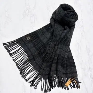 새상품급 던힐 캐시미어 100% 머플러 체크 잉글랜드제 그레이