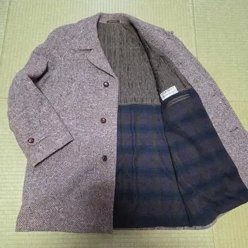 이탈리아제 사이즈 52 호두 헤링본 스텐카라 코트 울