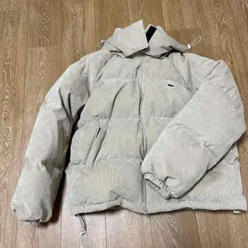 Lacoste 베이지 코듀로이 다운 자켓