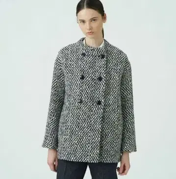 23AW TOMORROWLAND 컬러 네프 트위드 배럴 코트