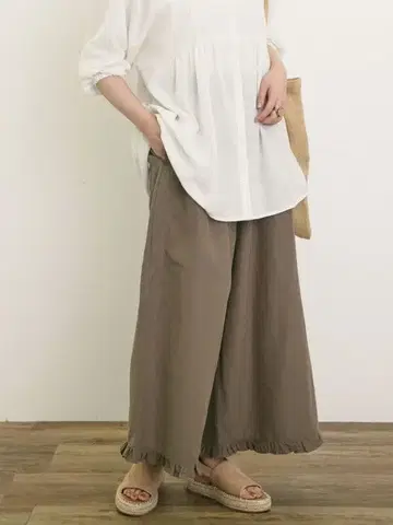 면린넨 밑단 프릴 팬츠 사만사 모스모스