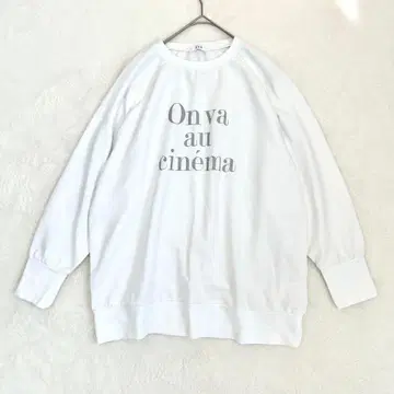 성인용 로고 맨투맨 (XL) 코쿤 실루엣 드롭 숄더 화이트