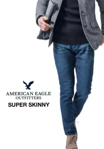 미사용 빅 슬림 레그 아메리칸 이글 슈퍼 스키니 강 스트레치 데님