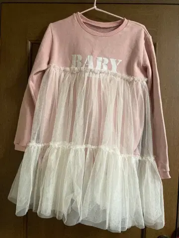 릴릴리 BABY 문자 프린트 핑크 후드티 프릴 포함 FREE 사이즈