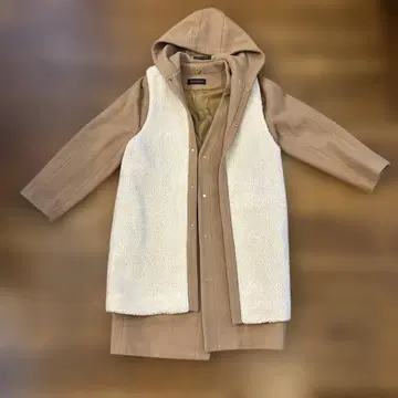 MACPHEE 후드 부착 베이지 코트 베스트 코트 톰브라운