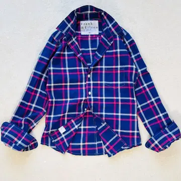 프랭크 & 아이린 긴팔 셔츠 스키퍼 체크 코튼 블루