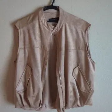 베이지 스웨이드 집업 베스트