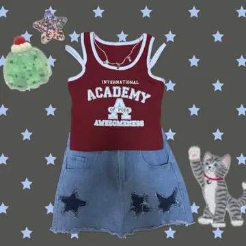 y2k [ 별 스티치 데님 미니 스커트 ] 이너 팬츠 포함