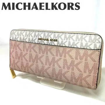 MICHAEL KORS 라운드 지퍼 시그니처 바이컬러 장지갑