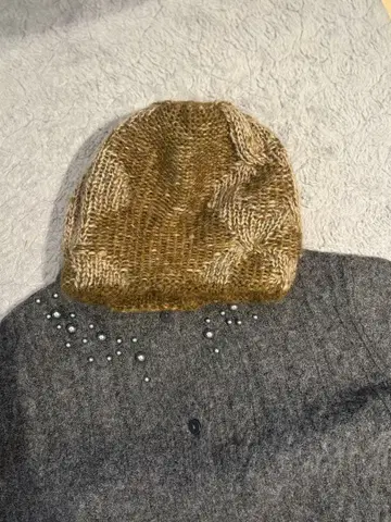 misaharada 니트 모자 브라운 계열 모헤어